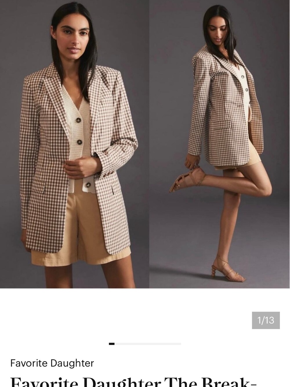 Favorite Daughter Beige Gingham Blazer